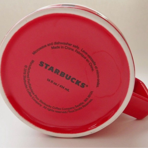 Starbucks Red Plaid Coffee Mug 2016 14 Oz Capacity Red Black Checkered Ceramic. - Picture 3 of 4